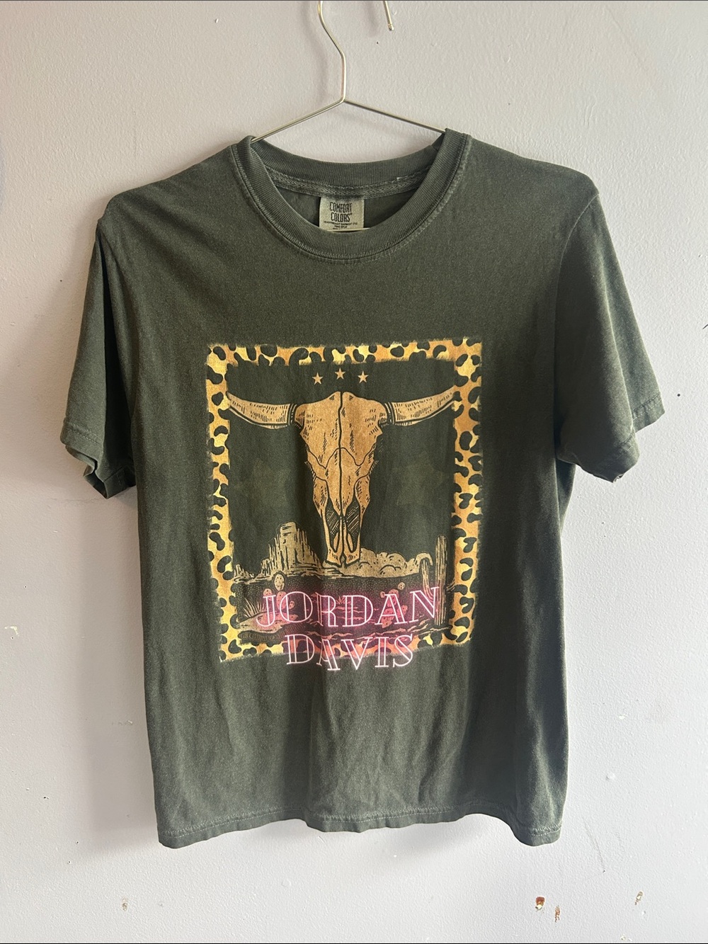Grey Graphic Tee - Western Skull Print